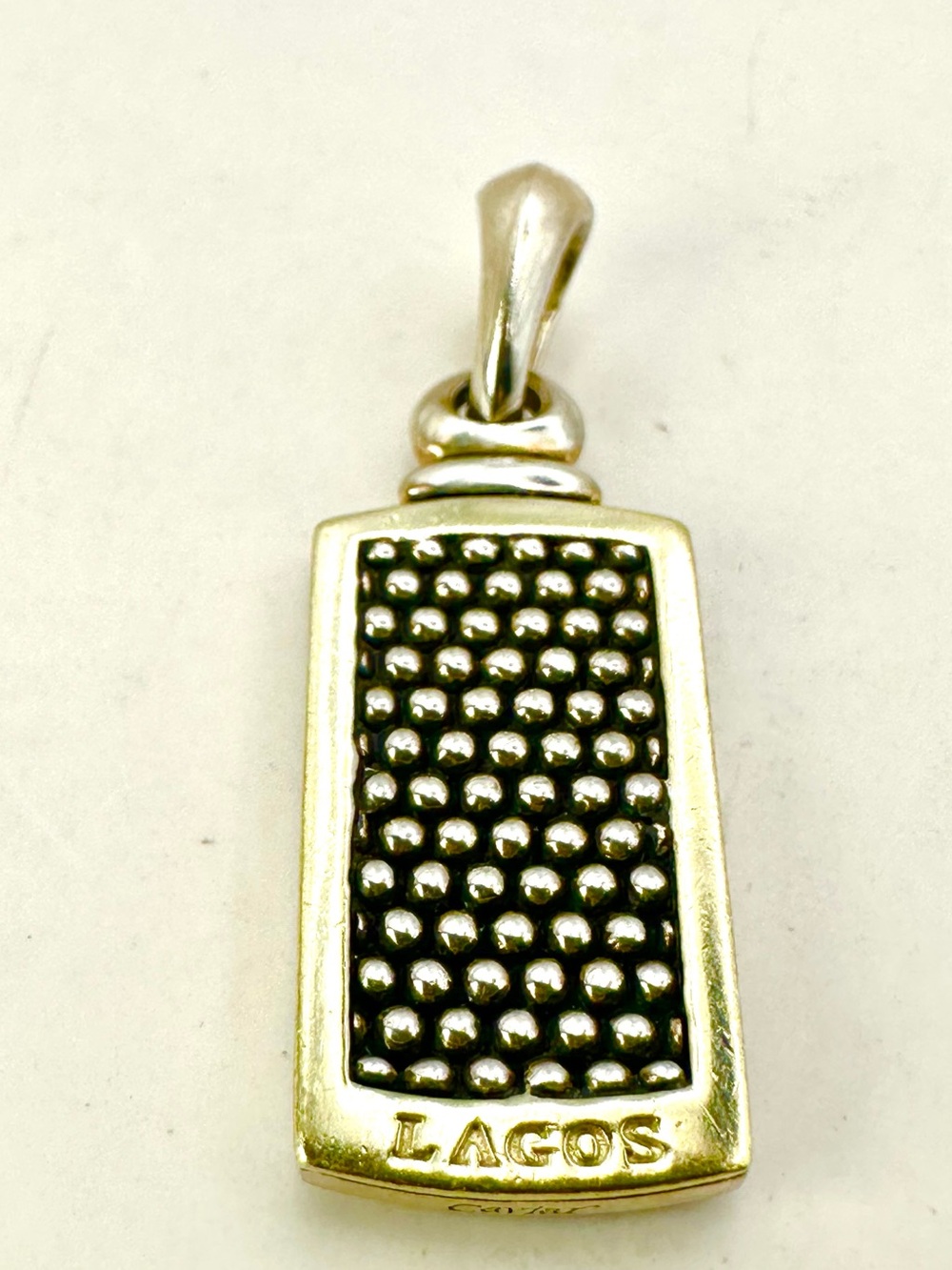 Lagos Caviar Sterling Silver & 18 Kt Gold Beaded Tag Amulet Pendant